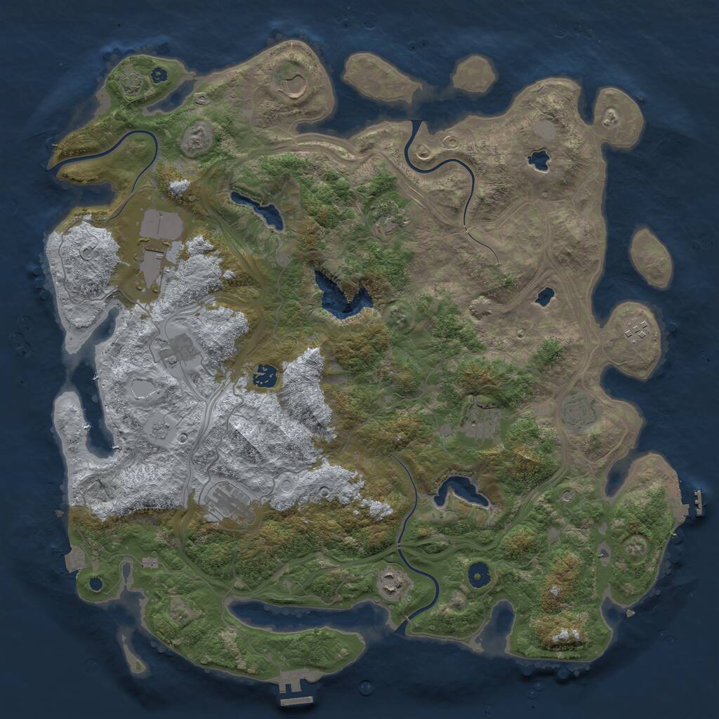 Rust Map: Procedural Map, Size: 4500, Seed: 1911033919, 16 Monuments