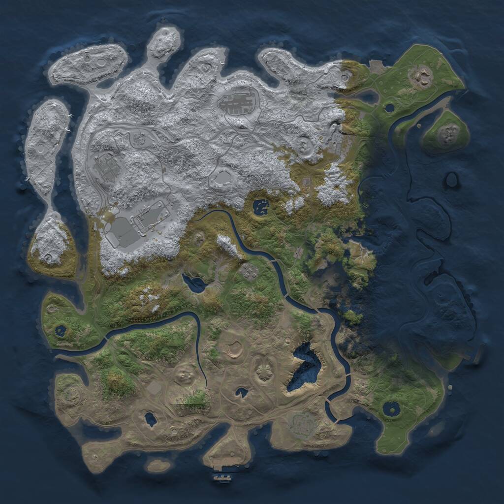 Rust Map: Procedural Map, Size: 4500, Seed: 17190114, 16 Monuments