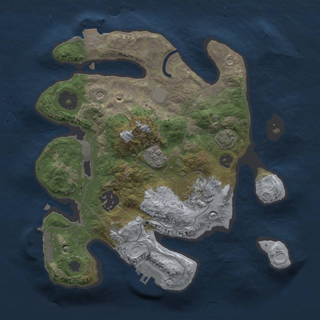 Rust Map: Procedural Map, Size: 2500, Seed: 660460815, 10 Monuments