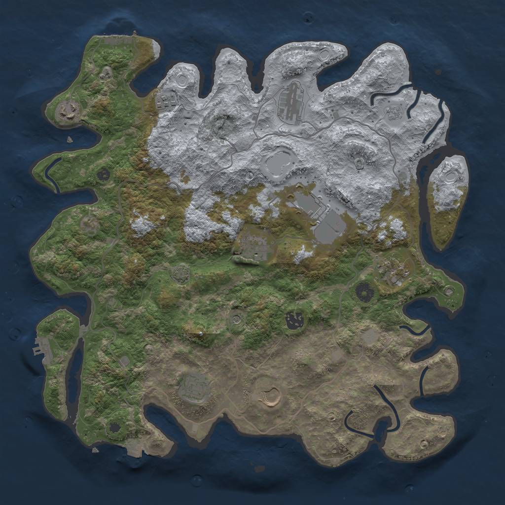 Rust Map: Procedural Map, Size: 4000, Seed: 4632, 17 Monuments