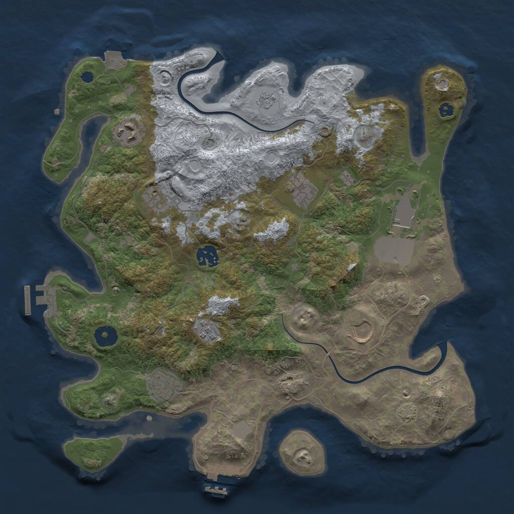 Rust Map: Procedural Map, Size: 3500, Seed: 1327971214, 14 Monuments