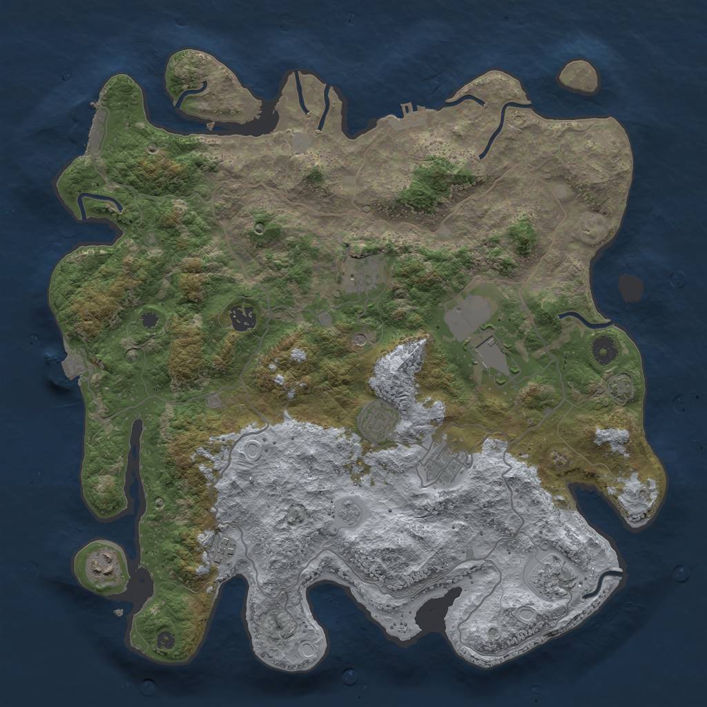 Rust Map: Procedural Map, Size: 4000, Seed: 743364439, 16 Monuments