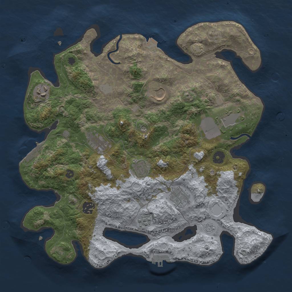 Rust Map: Procedural Map, Size: 3500, Seed: 1690855700, 16 Monuments