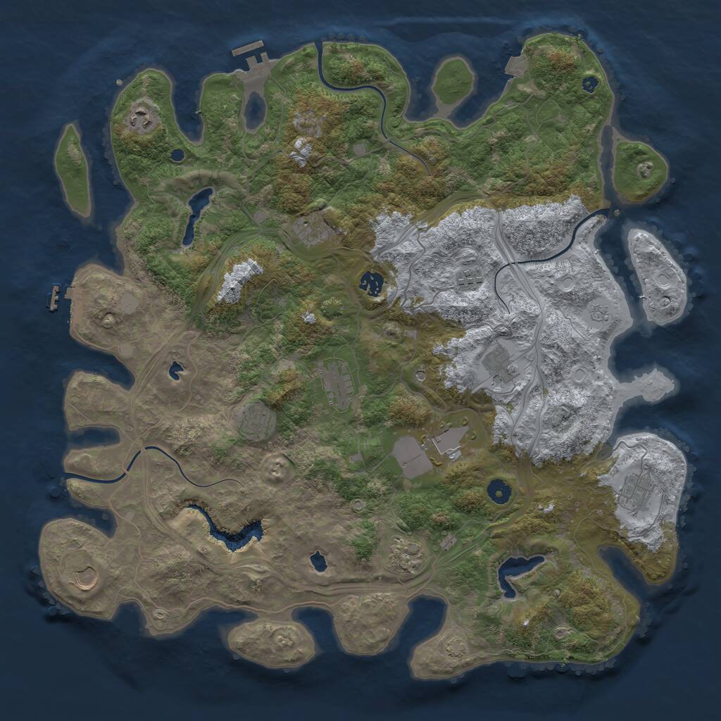 Rust Map: Procedural Map, Size: 4500, Seed: 1455225203, 17 Monuments