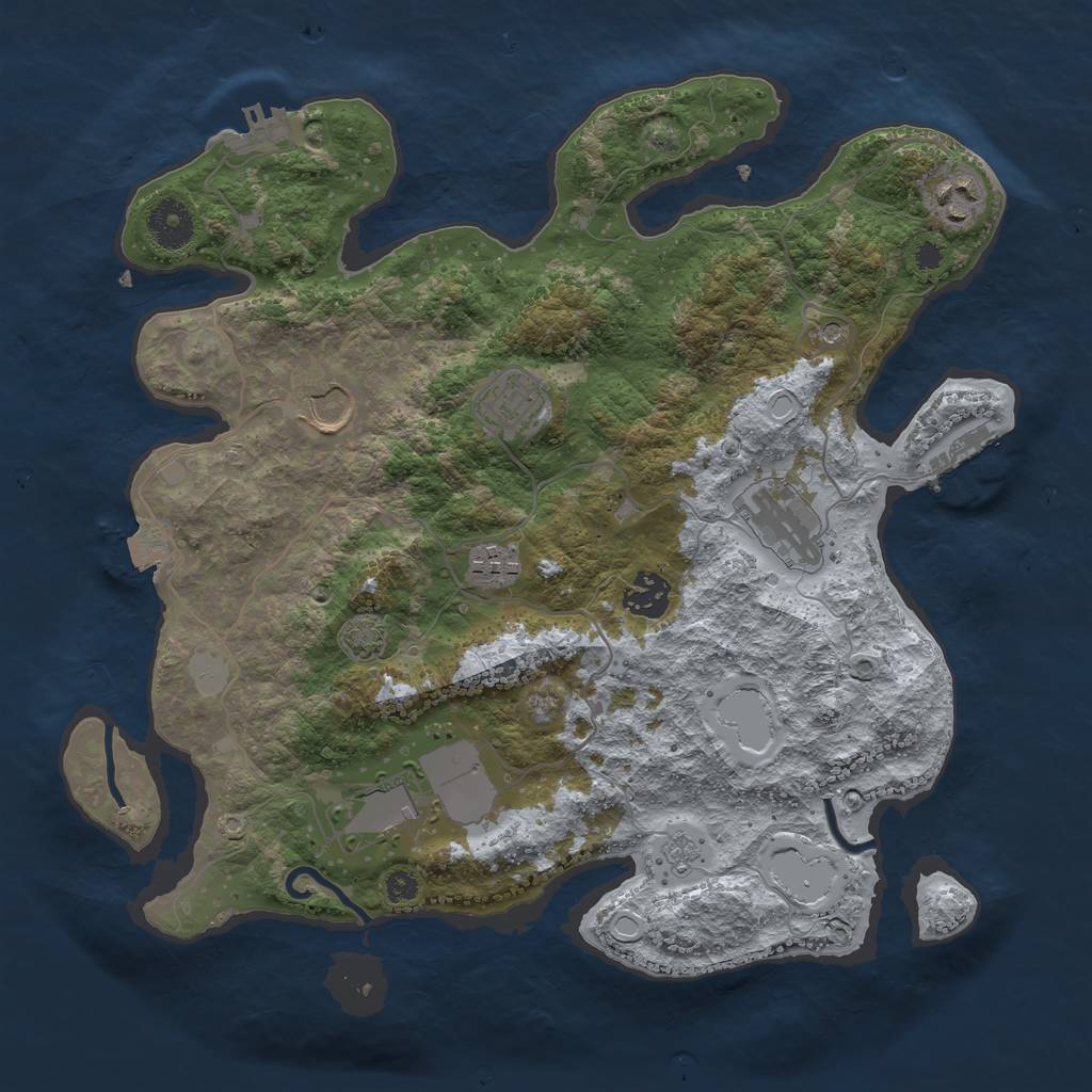 Rust Map: Procedural Map, Size: 3500, Seed: 68742, 15 Monuments