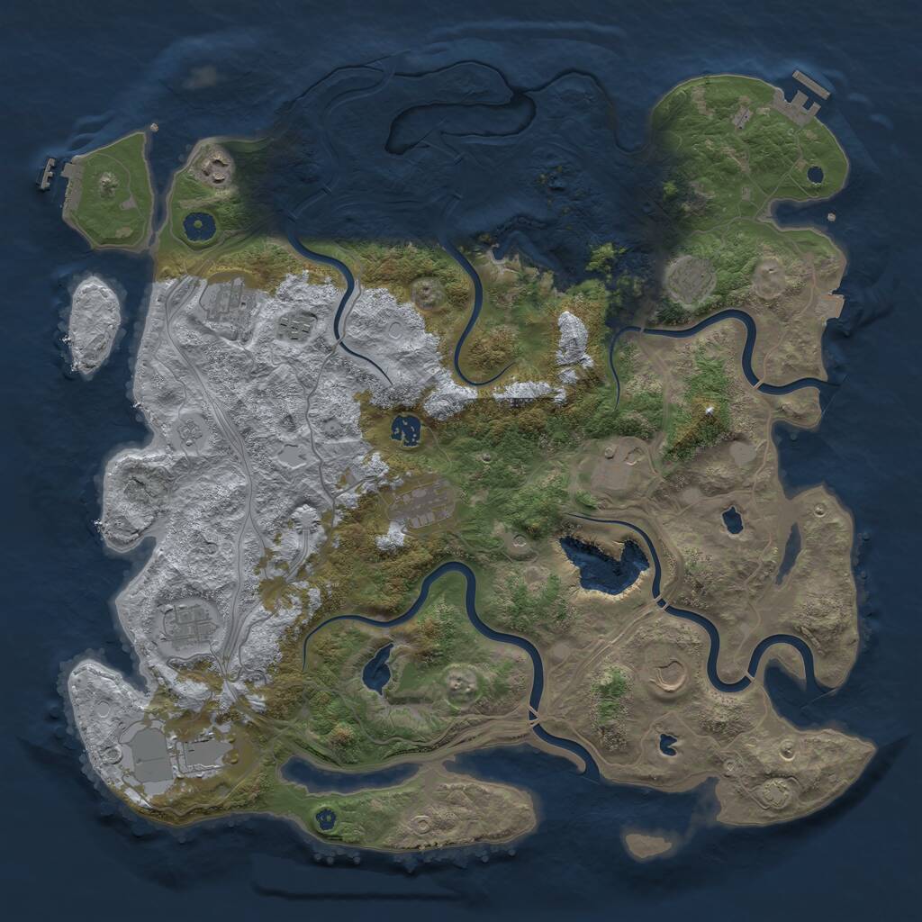 Rust Map: Procedural Map, Size: 4500, Seed: 1907967438, 16 Monuments