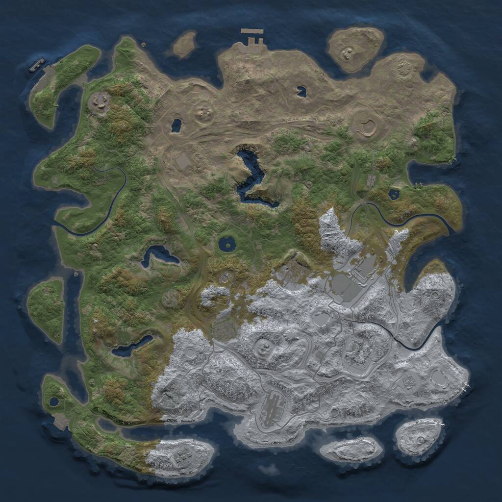 Rust Map: Procedural Map, Size: 4500, Seed: 1161097573, 14 Monuments