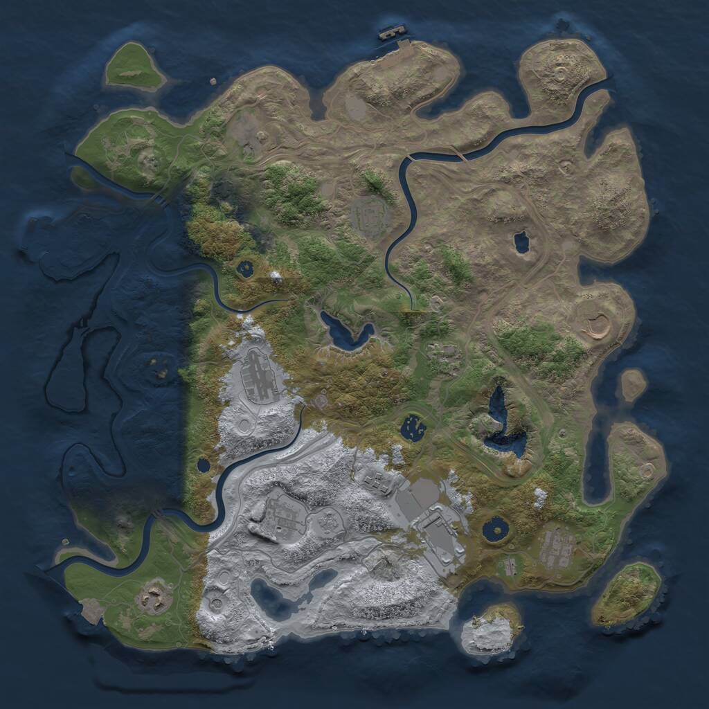 Rust Map: Procedural Map, Size: 4250, Seed: 1923265757, 17 Monuments