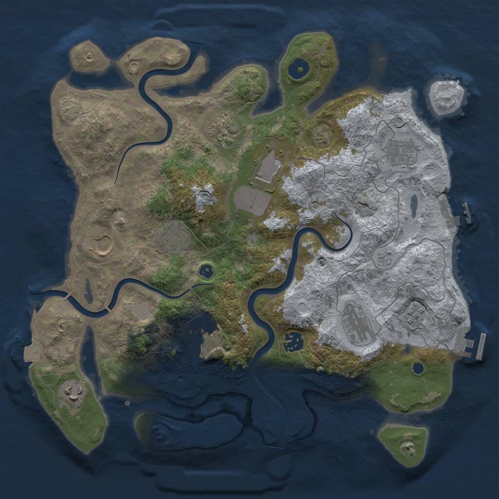 Rust Map: Procedural Map, Size: 3700, Seed: 86947704, 16 Monuments
