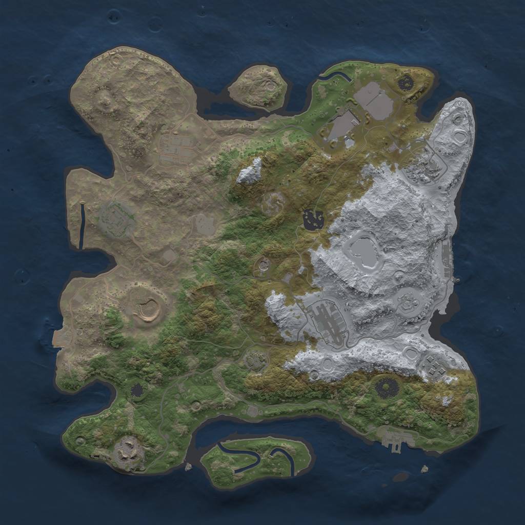 Rust Map: Procedural Map, Size: 3500, Seed: 1672174066, 17 Monuments