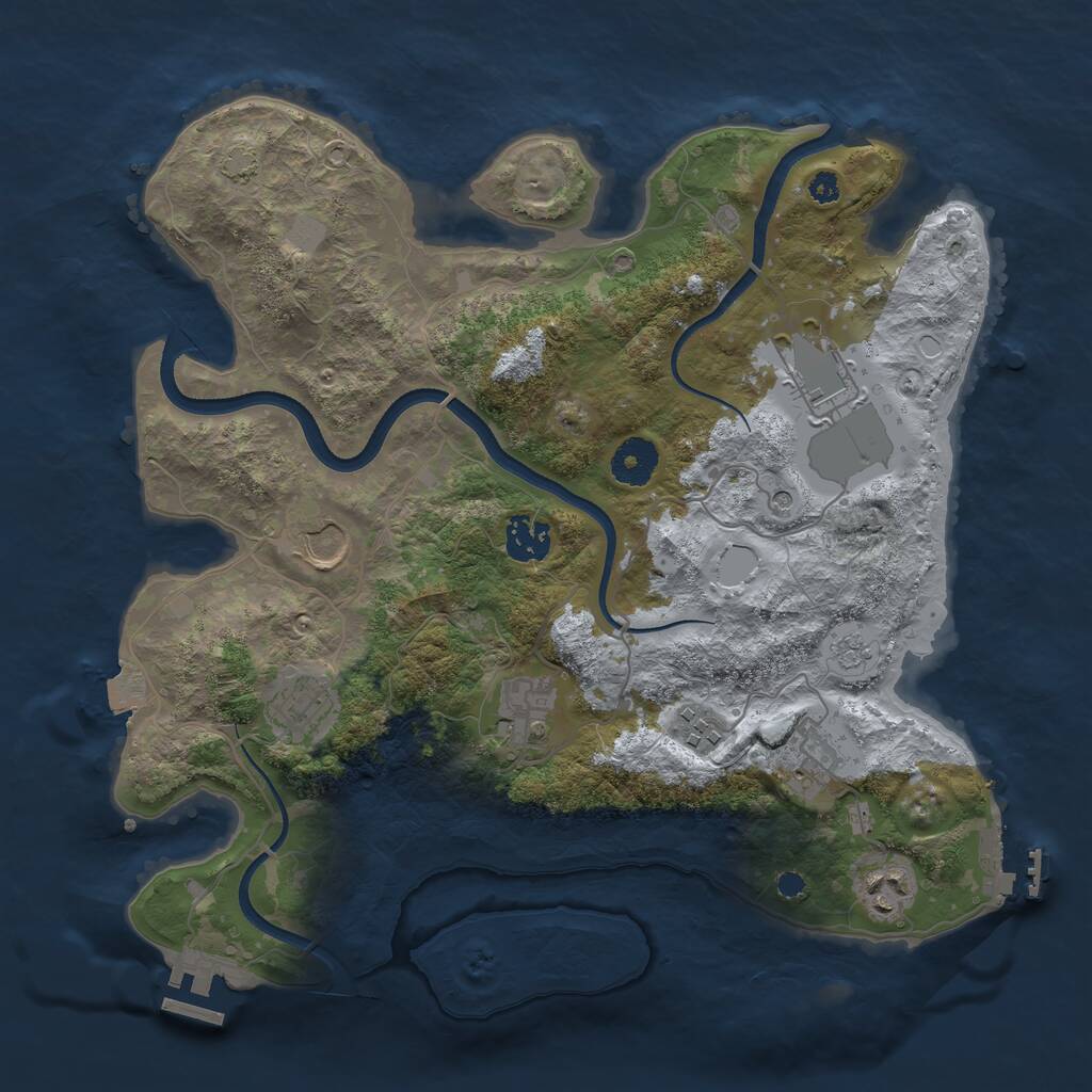 Rust Map: Procedural Map, Size: 3500, Seed: 1672174066, 14 Monuments