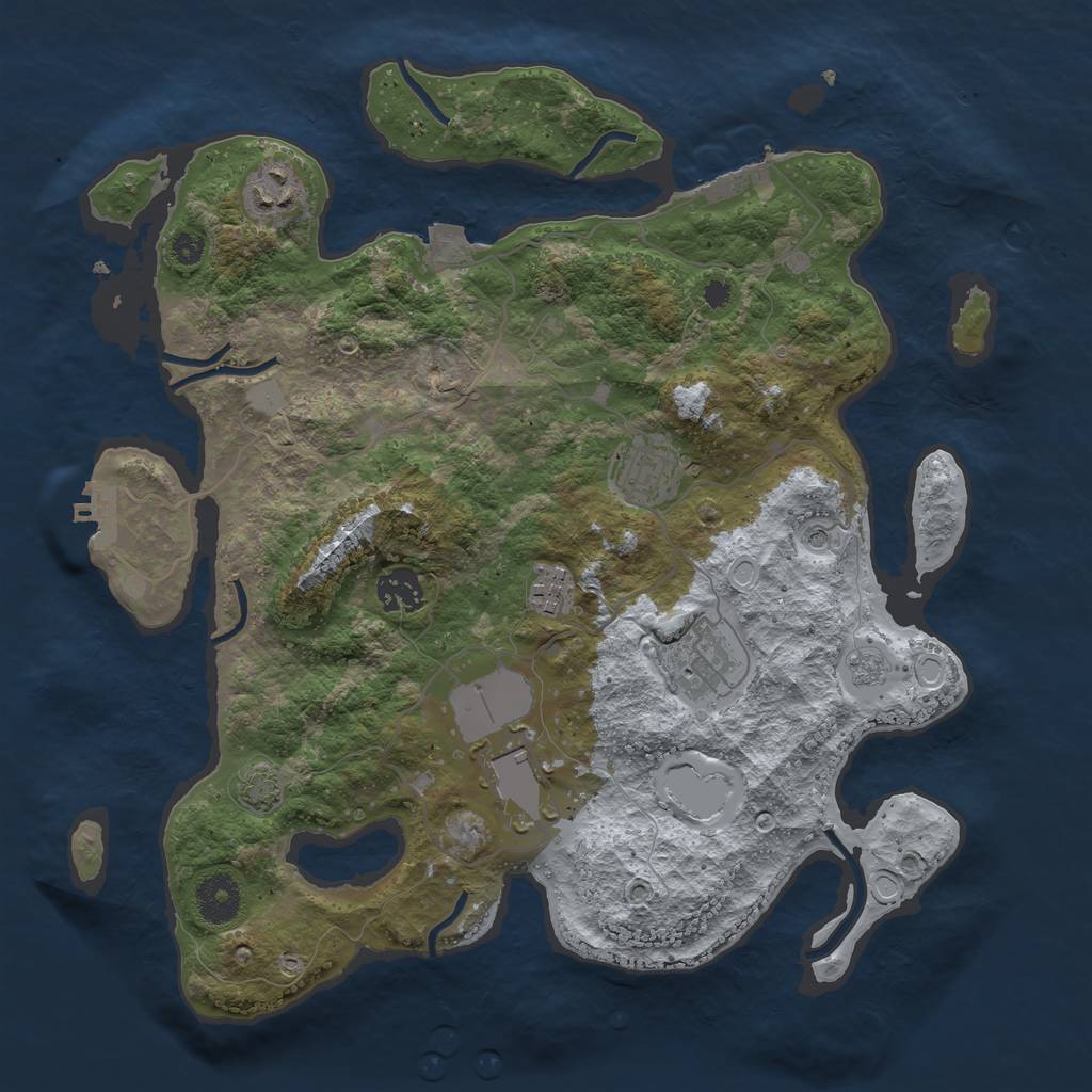 Rust Map: Procedural Map, Size: 3500, Seed: 585947, 14 Monuments