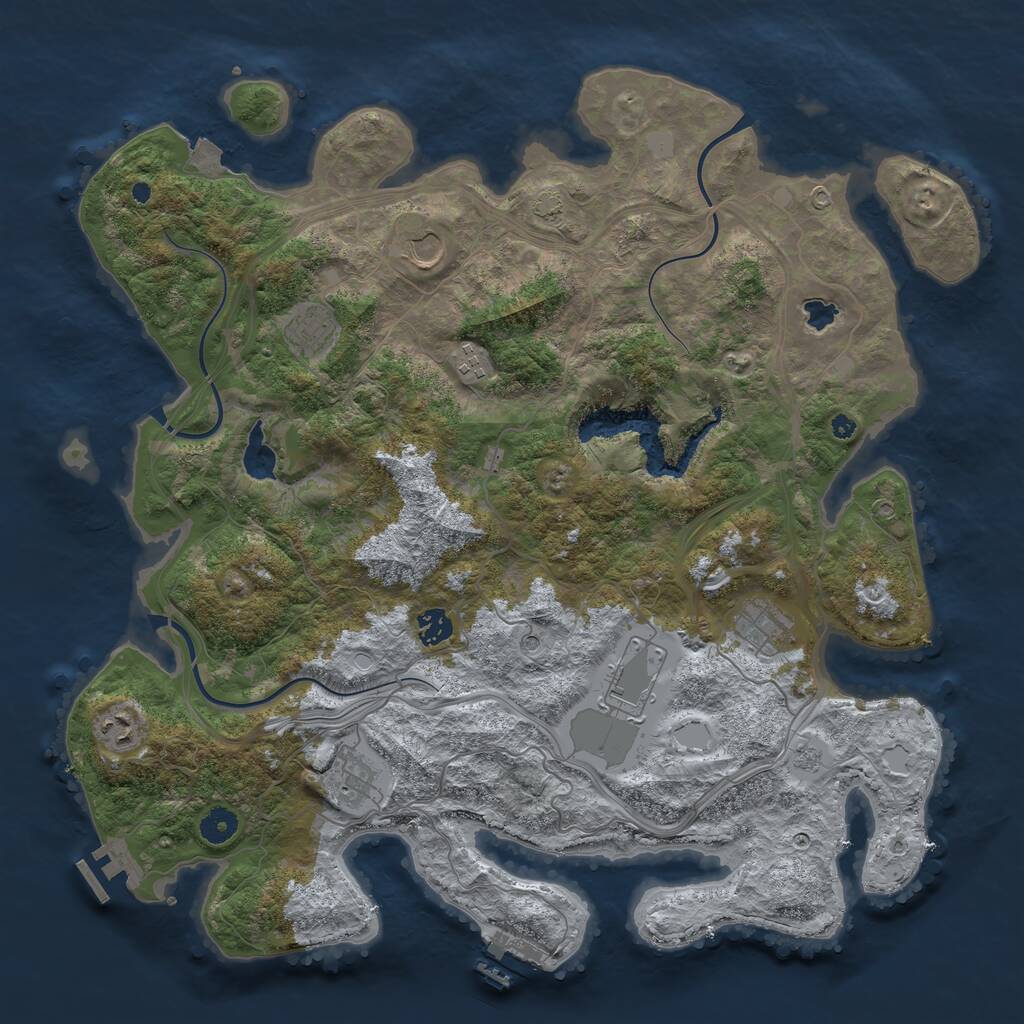 Rust Map: Procedural Map, Size: 4250, Seed: 1483046475, 14 Monuments