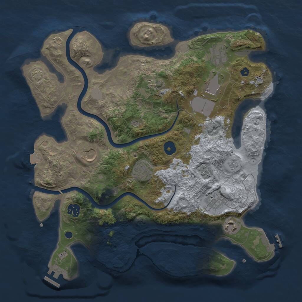 Rust Map: Procedural Map, Size: 3500, Seed: 722259470, 15 Monuments
