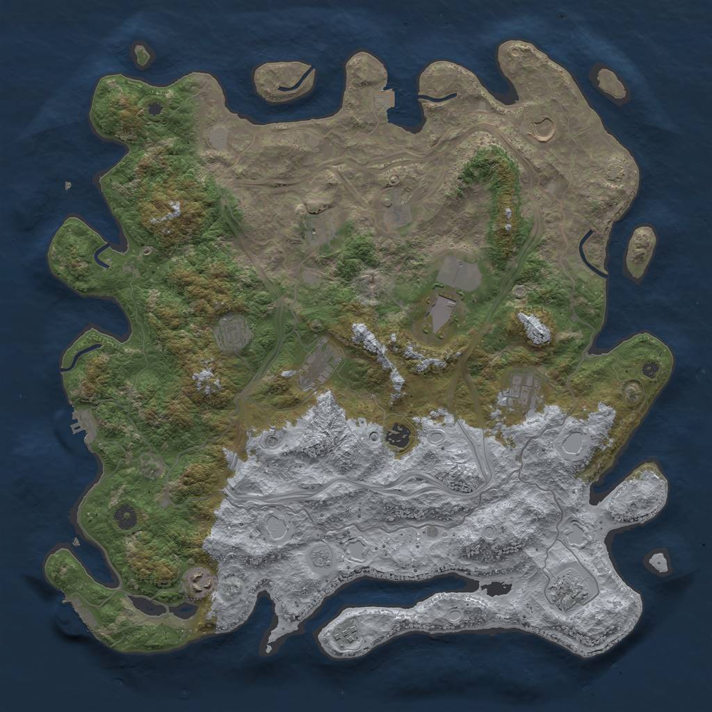 Rust Map: Procedural Map, Size: 4500, Seed: 1224215388, 19 Monuments