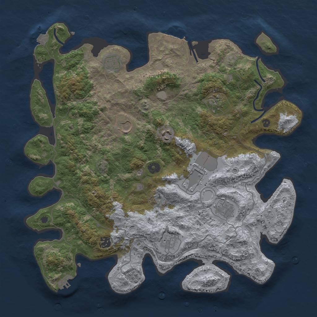Rust Map: Procedural Map, Size: 4000, Seed: 24653, 17 Monuments