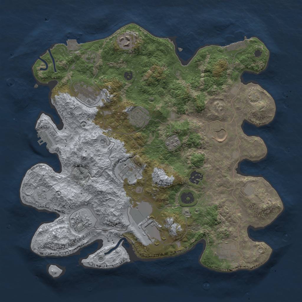 Rust Map: Procedural Map, Size: 3500, Seed: 473754683, 18 Monuments