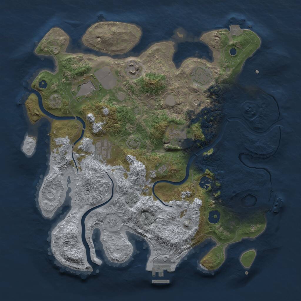 Rust Map: Procedural Map, Size: 3500, Seed: 55973, 13 Monuments