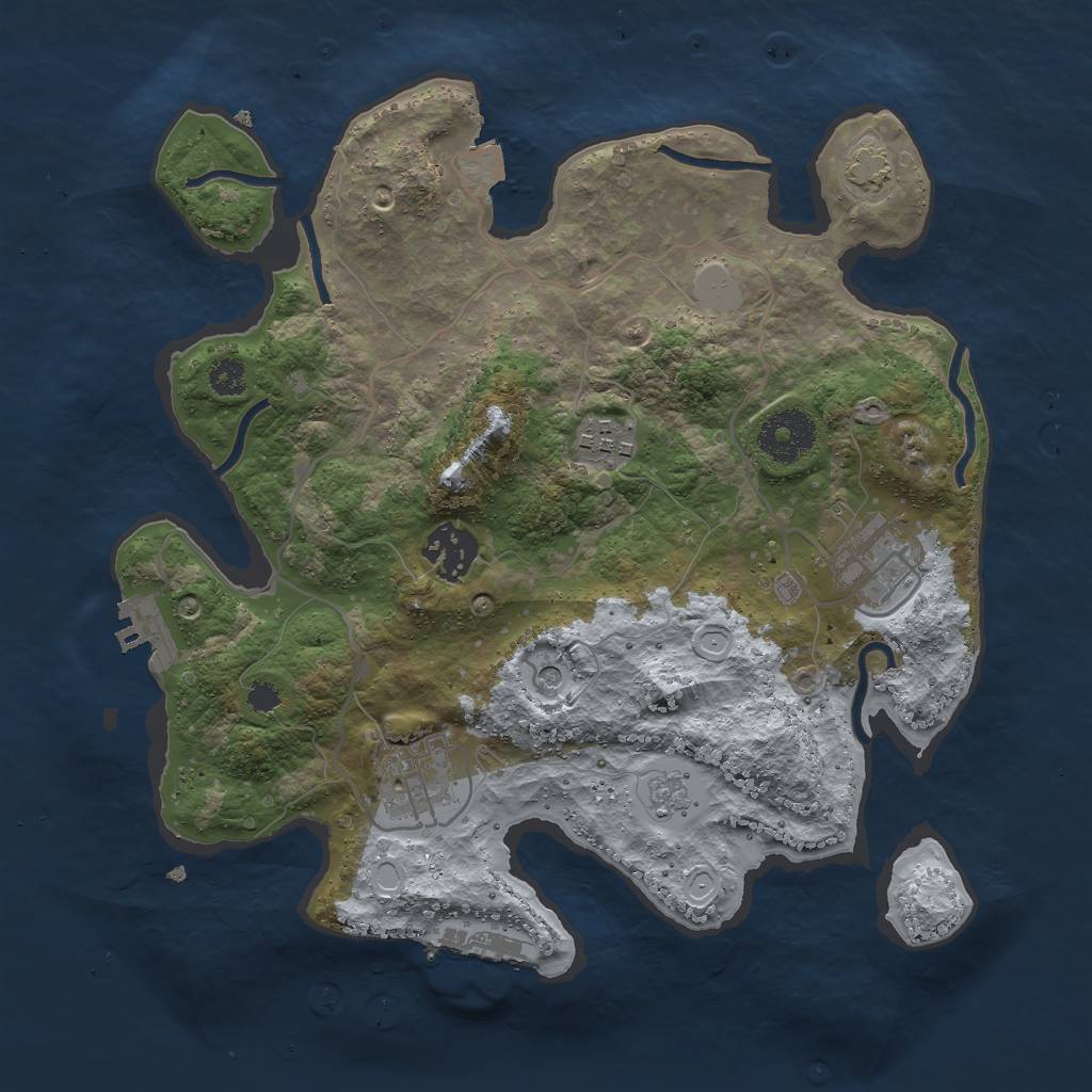 Rust Map: Procedural Map, Size: 3000, Seed: 7196, 12 Monuments