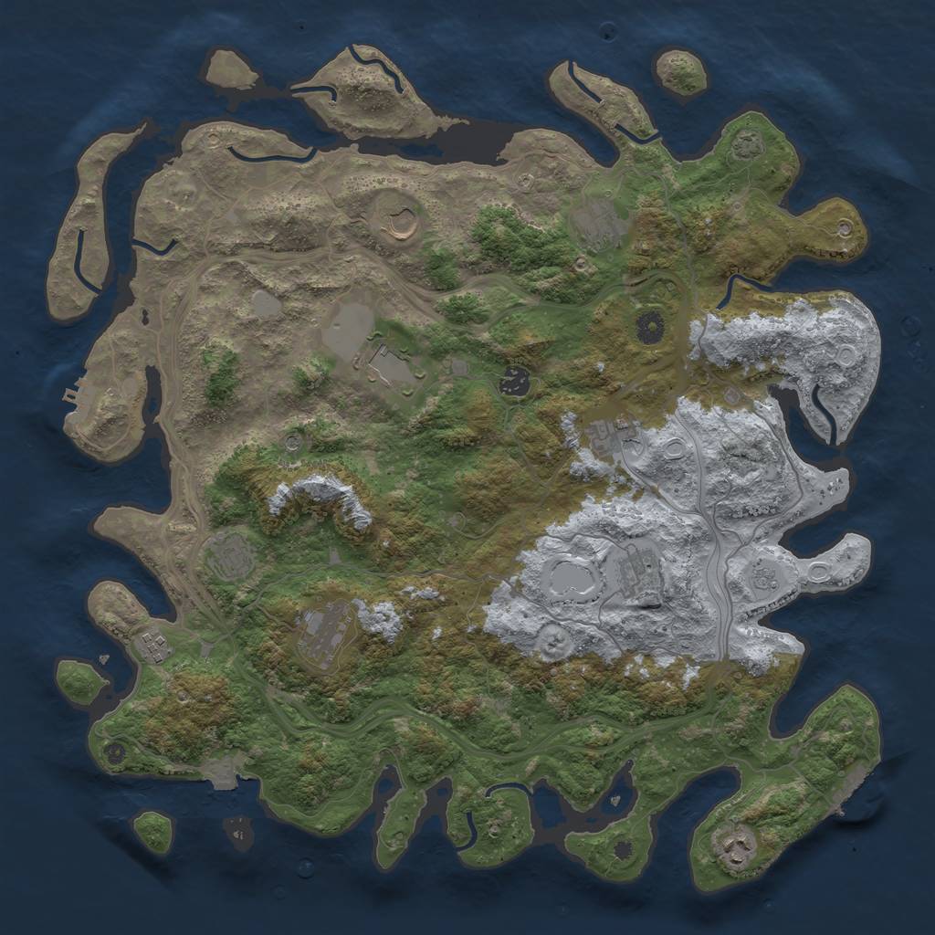 Rust Map: Procedural Map, Size: 4500, Seed: 954921662, 18 Monuments