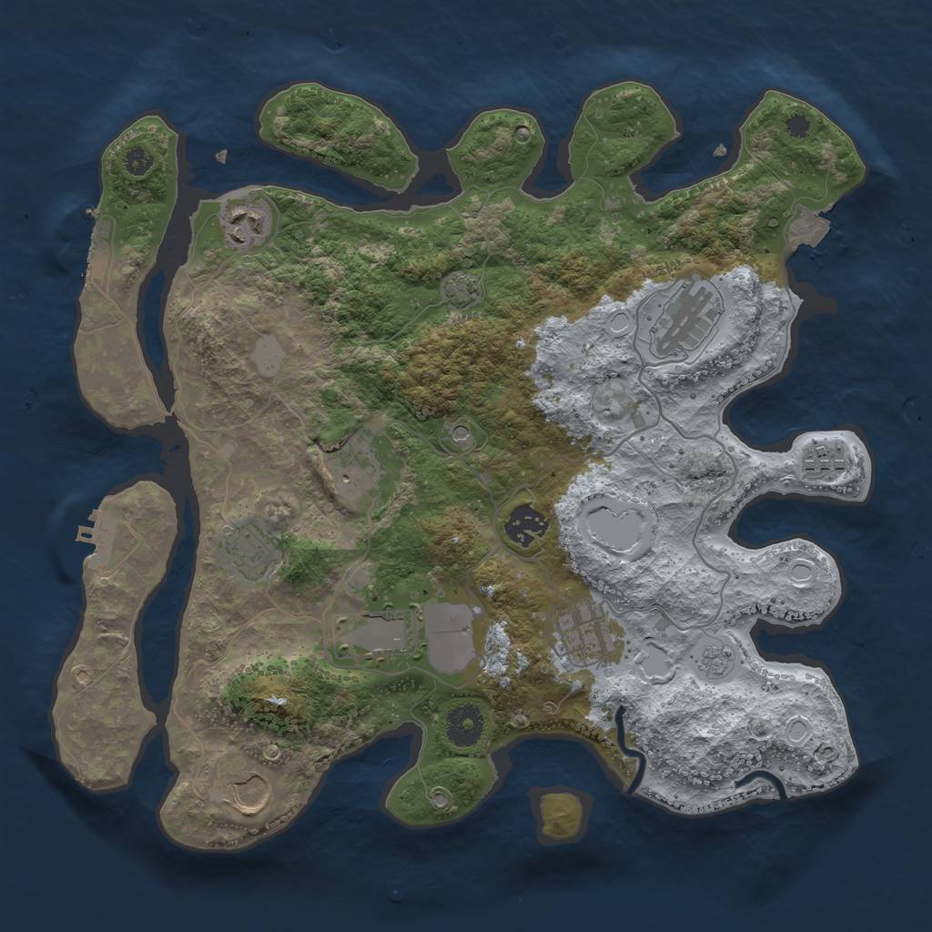 Rust Map: Procedural Map, Size: 3500, Seed: 585951, 17 Monuments