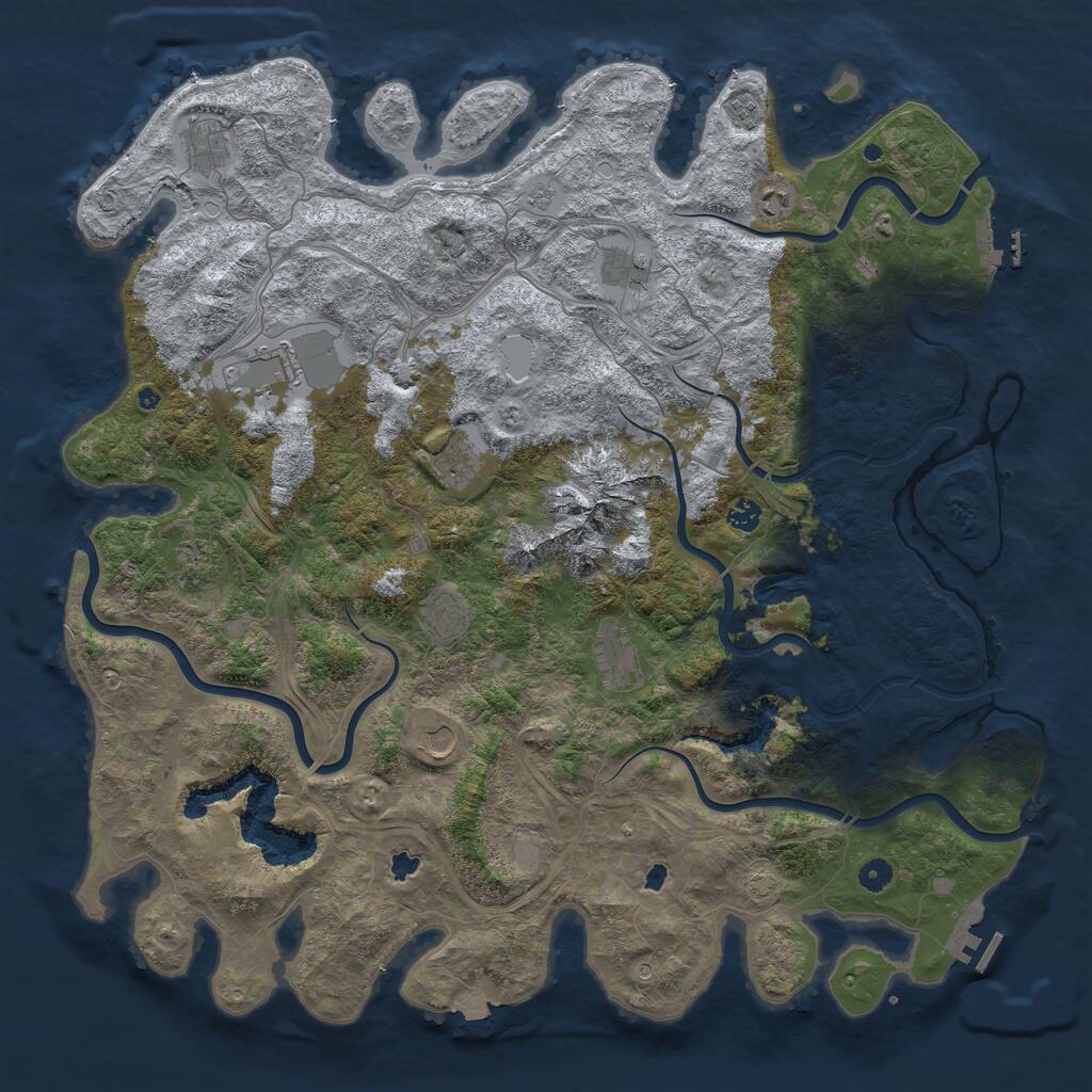 Rust Map: Procedural Map, Size: 5000, Seed: 20230703, 17 Monuments