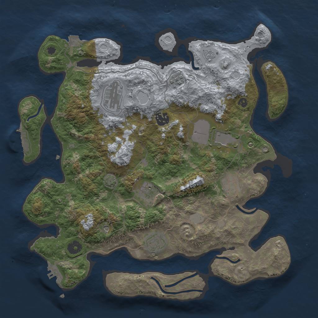 Rust Map: Procedural Map, Size: 3500, Seed: 4606786, 15 Monuments