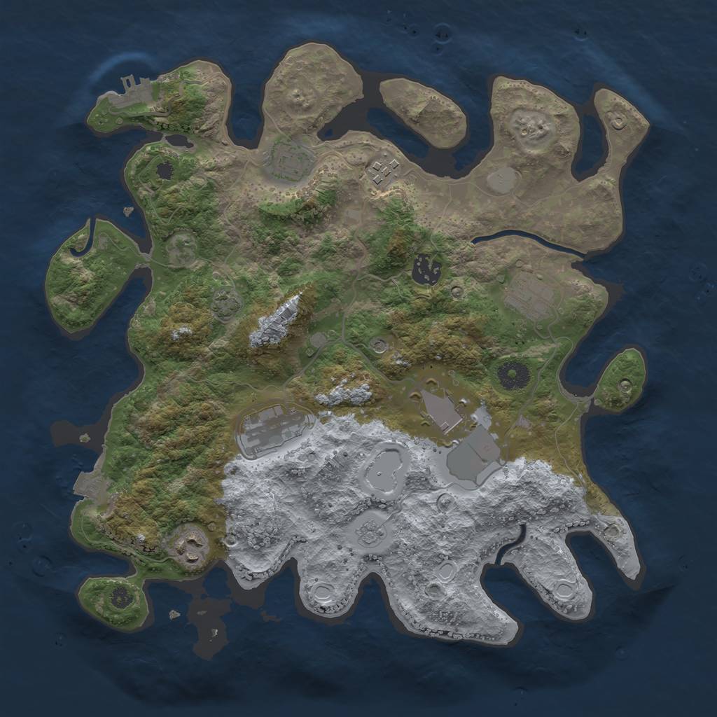 Rust Map: Procedural Map, Size: 3500, Seed: 133683705, 14 Monuments