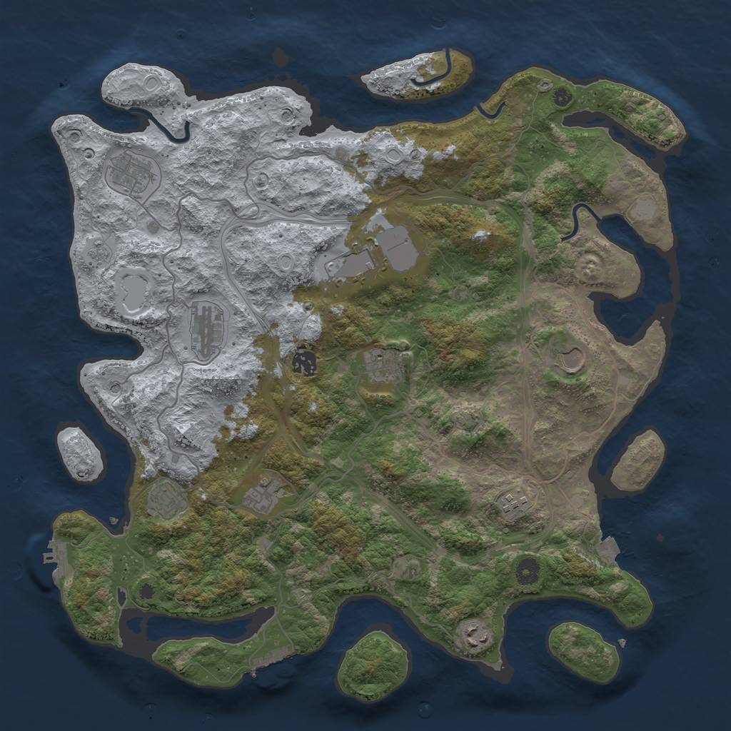 Rust Map: Procedural Map, Size: 4250, Seed: 52783874, 18 Monuments