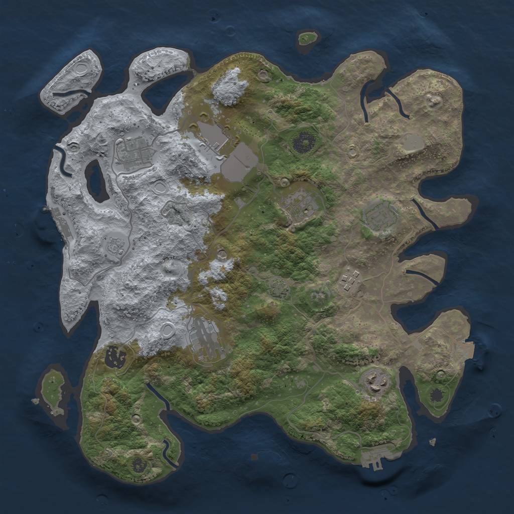 Rust Map: Procedural Map, Size: 3500, Seed: 953570834, 16 Monuments