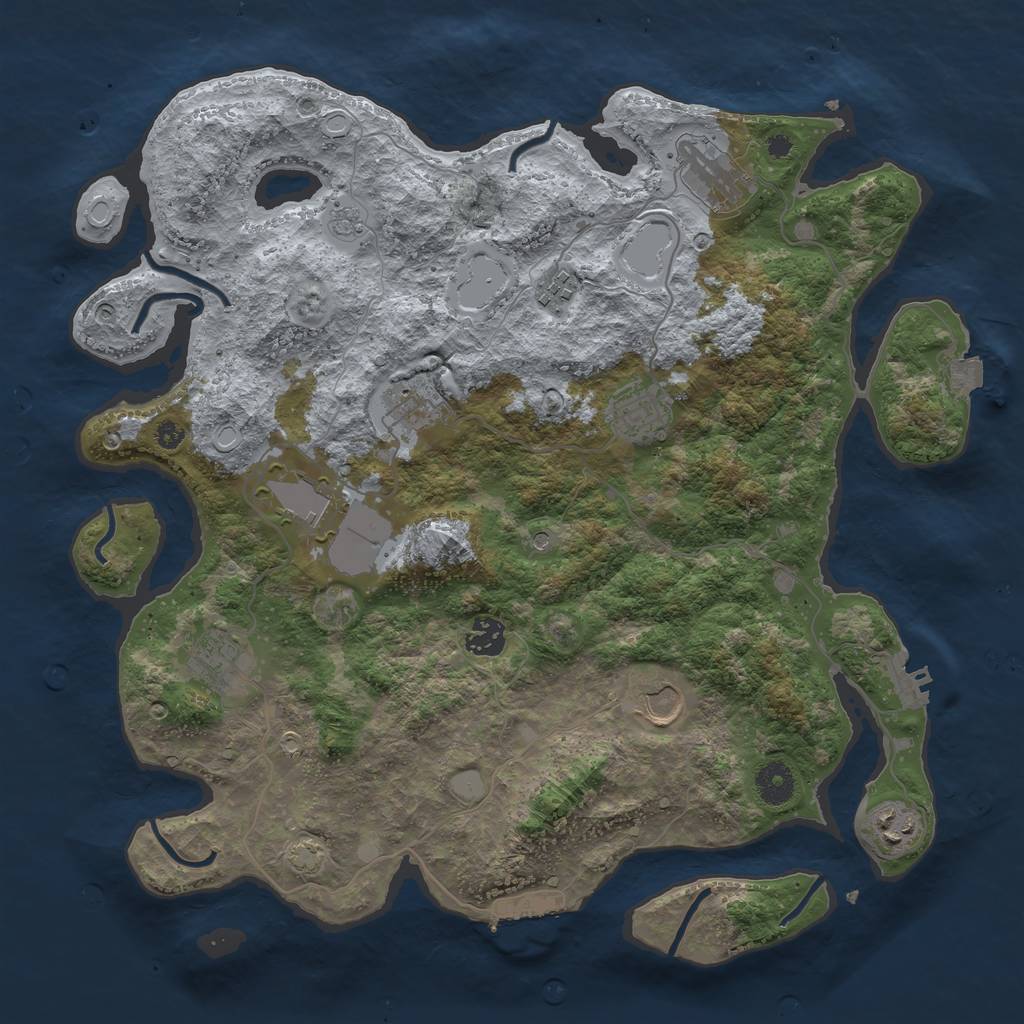 Rust Map: Procedural Map, Size: 3800, Seed: 20230706, 17 Monuments