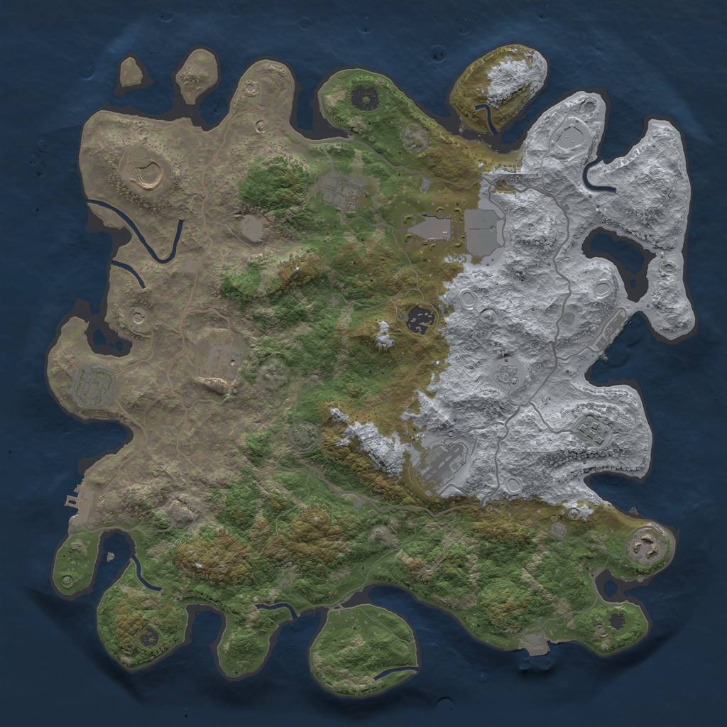 Rust Map: Procedural Map, Size: 4000, Seed: 1227500617, 17 Monuments