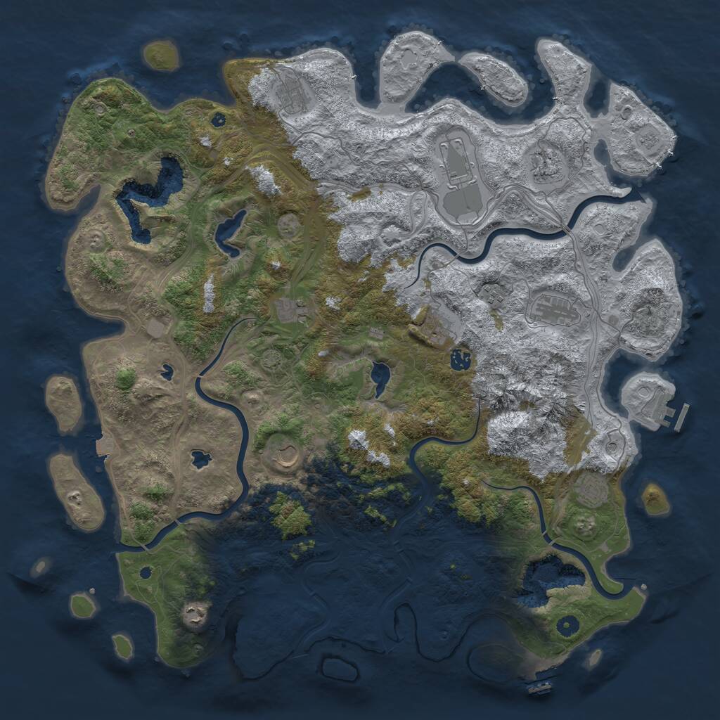 Rust Map: Procedural Map, Size: 5000, Seed: 9812345, 17 Monuments