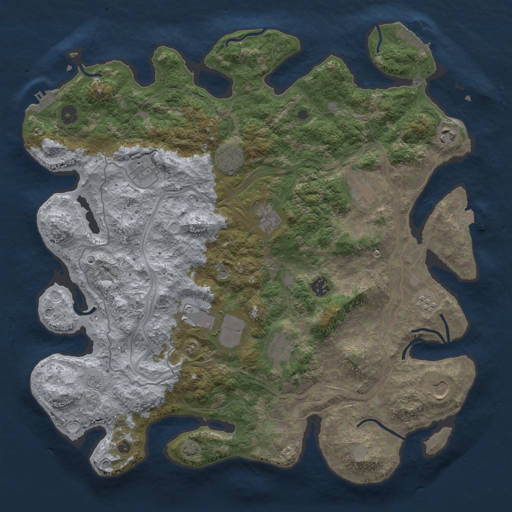 Rust Map: Procedural Map, Size: 4250, Seed: 636953349, 18 Monuments