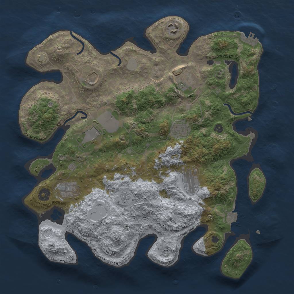 Rust Map: Procedural Map, Size: 3500, Seed: 377453209, 14 Monuments