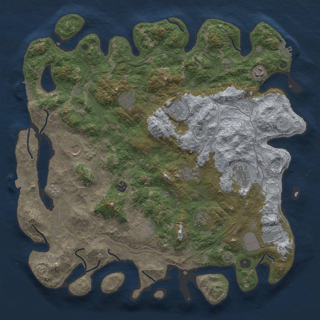 Rust Map: Procedural Map, Size: 4500, Seed: 936937896, 19 Monuments