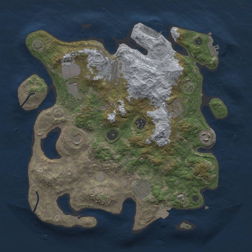 Rust Map: Procedural Map, Size: 3500, Seed: 2121463903, 15 Monuments