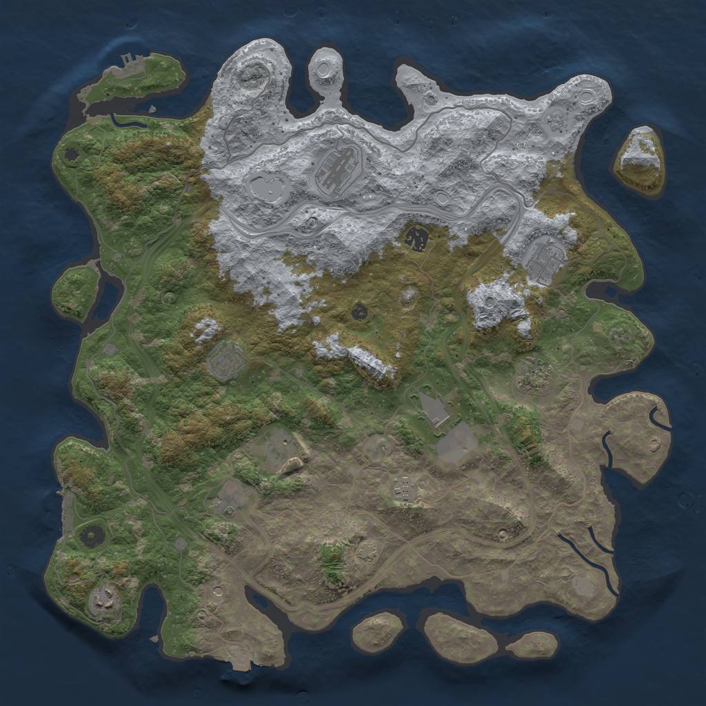 Rust Map: Procedural Map, Size: 4500, Seed: 154321, 18 Monuments