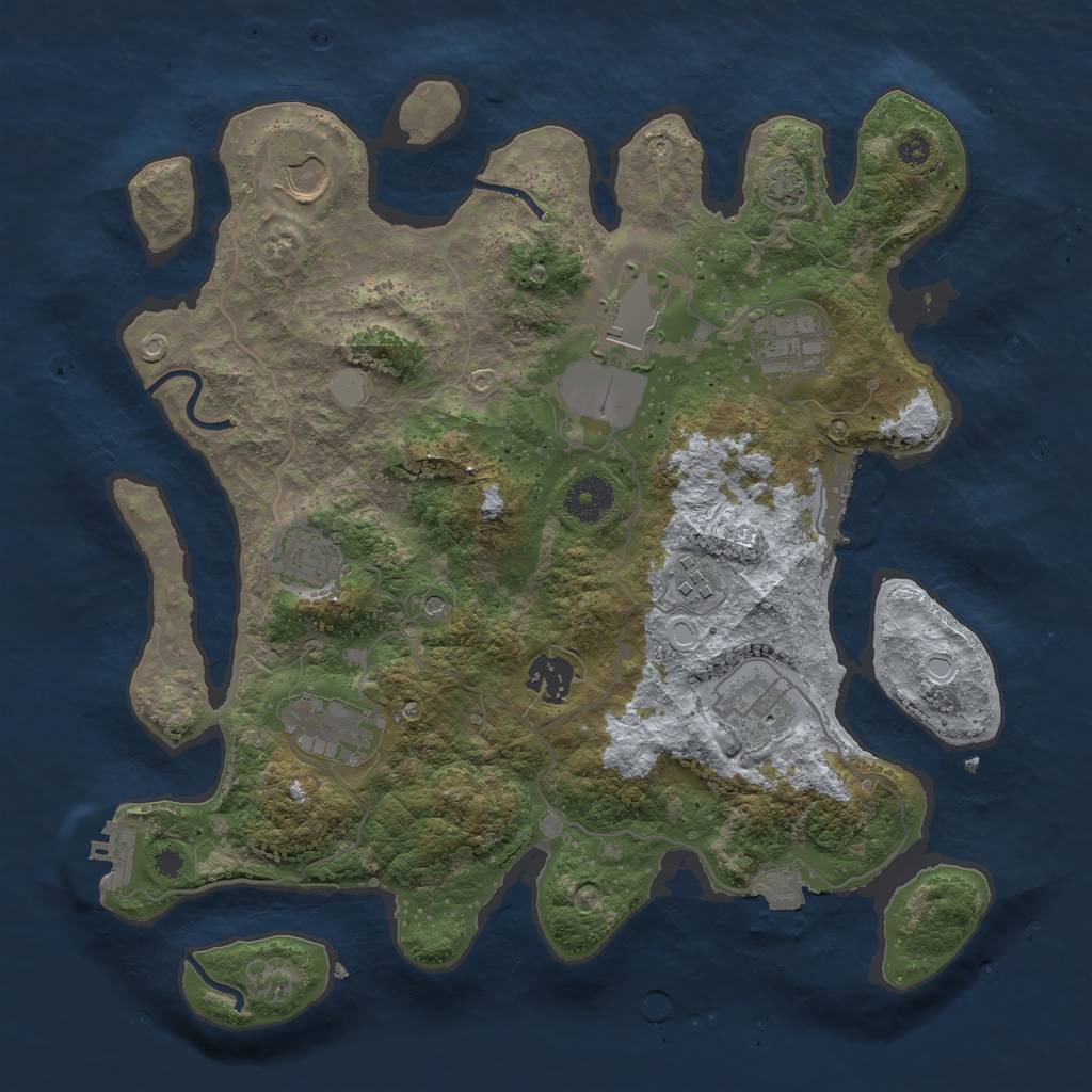 Rust Map: Procedural Map, Size: 3500, Seed: 1213881857, 15 Monuments