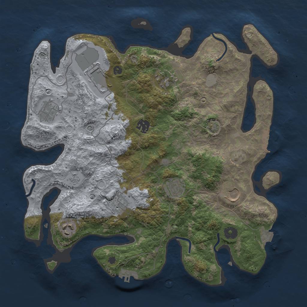 Rust Map: Procedural Map, Size: 3500, Seed: 564955611, 16 Monuments