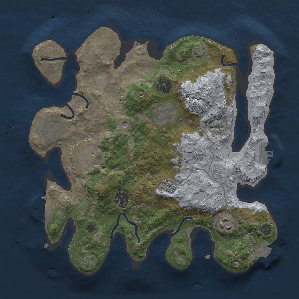 Rust Map: Procedural Map, Size: 3000, Seed: 1877596881, 14 Monuments