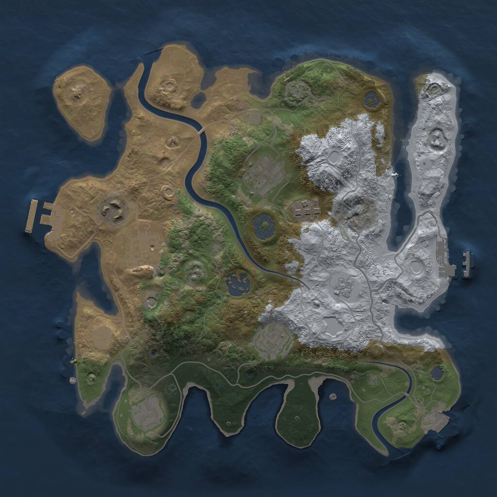Rust Map: Procedural Map, Size: 3000, Seed: 1877596881, 14 Monuments
