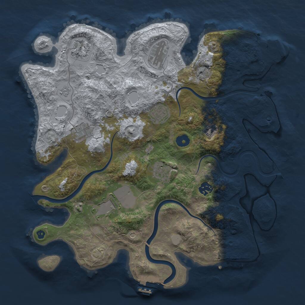 Rust Map: Procedural Map, Size: 3550, Seed: 1266273008, 14 Monuments