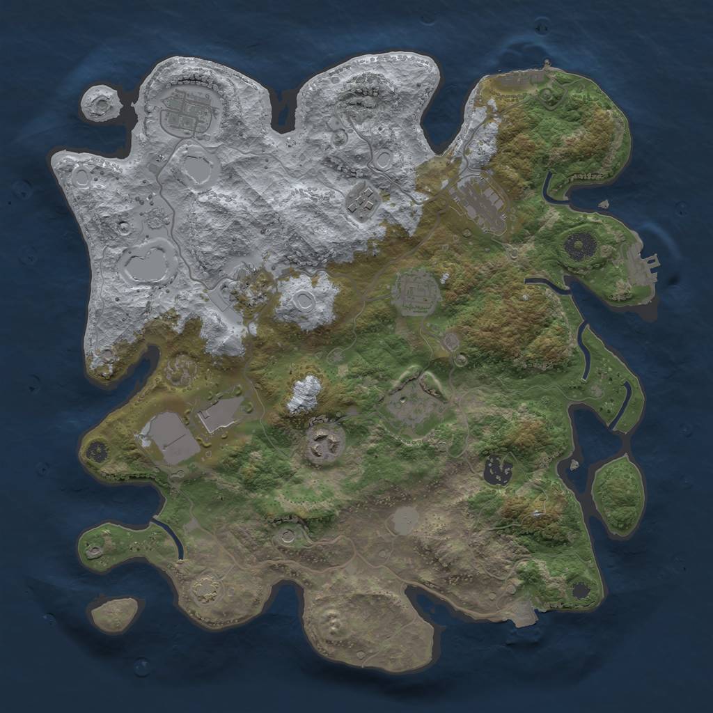 Rust Map: Procedural Map, Size: 3550, Seed: 1266273008, 17 Monuments