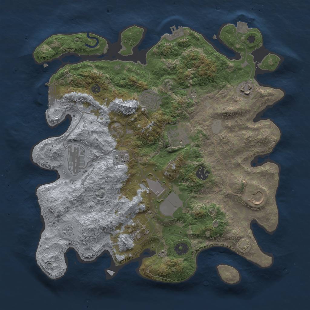 Rust Map: Procedural Map, Size: 3500, Seed: 325234123, 17 Monuments