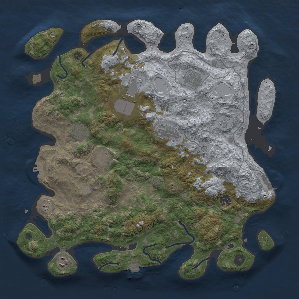 Rust Map: Procedural Map, Size: 4000, Seed: 1252867479, 16 Monuments