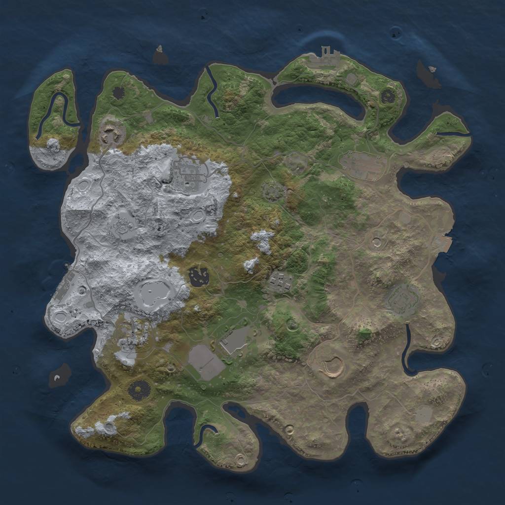 Rust Map: Procedural Map, Size: 3600, Seed: 23154997, 17 Monuments