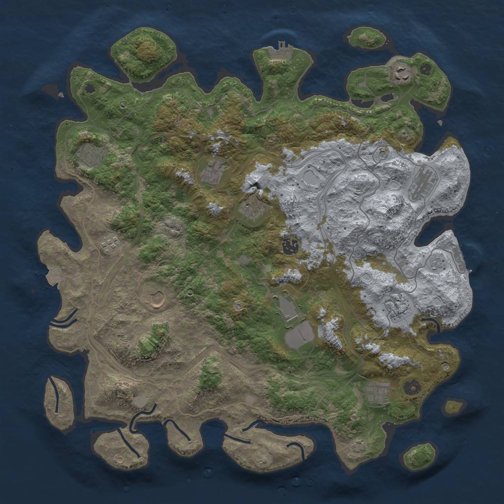 Rust Map: Procedural Map, Size: 4500, Seed: 2027049761, 19 Monuments