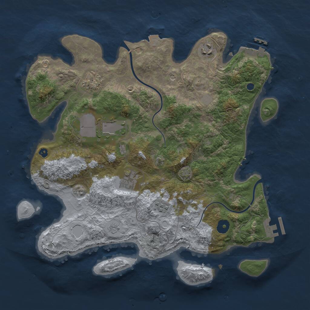 Rust Map: Procedural Map, Size: 3500, Seed: 1456488741, 11 Monuments