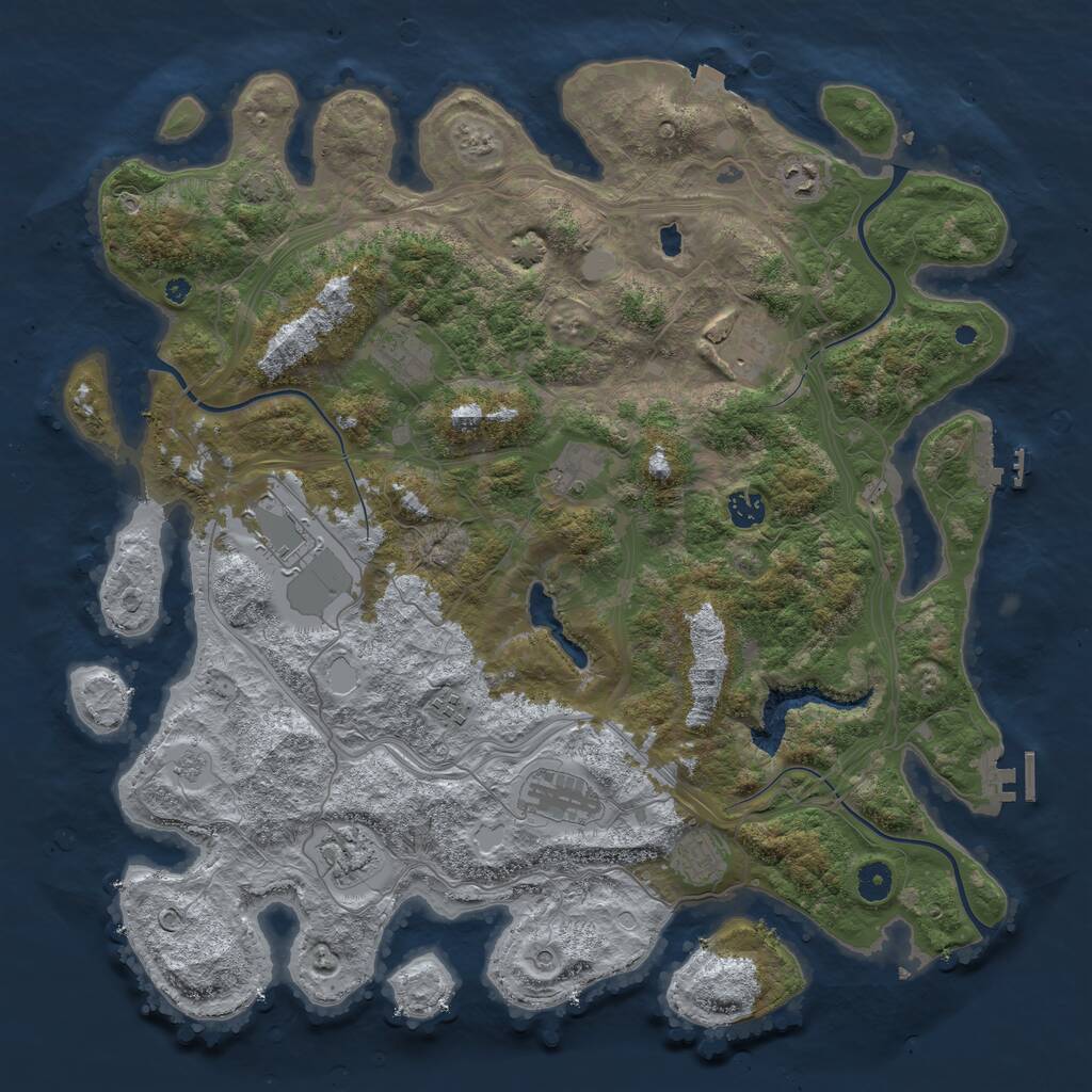 Rust Map: Procedural Map, Size: 4400, Seed: 19049567, 16 Monuments